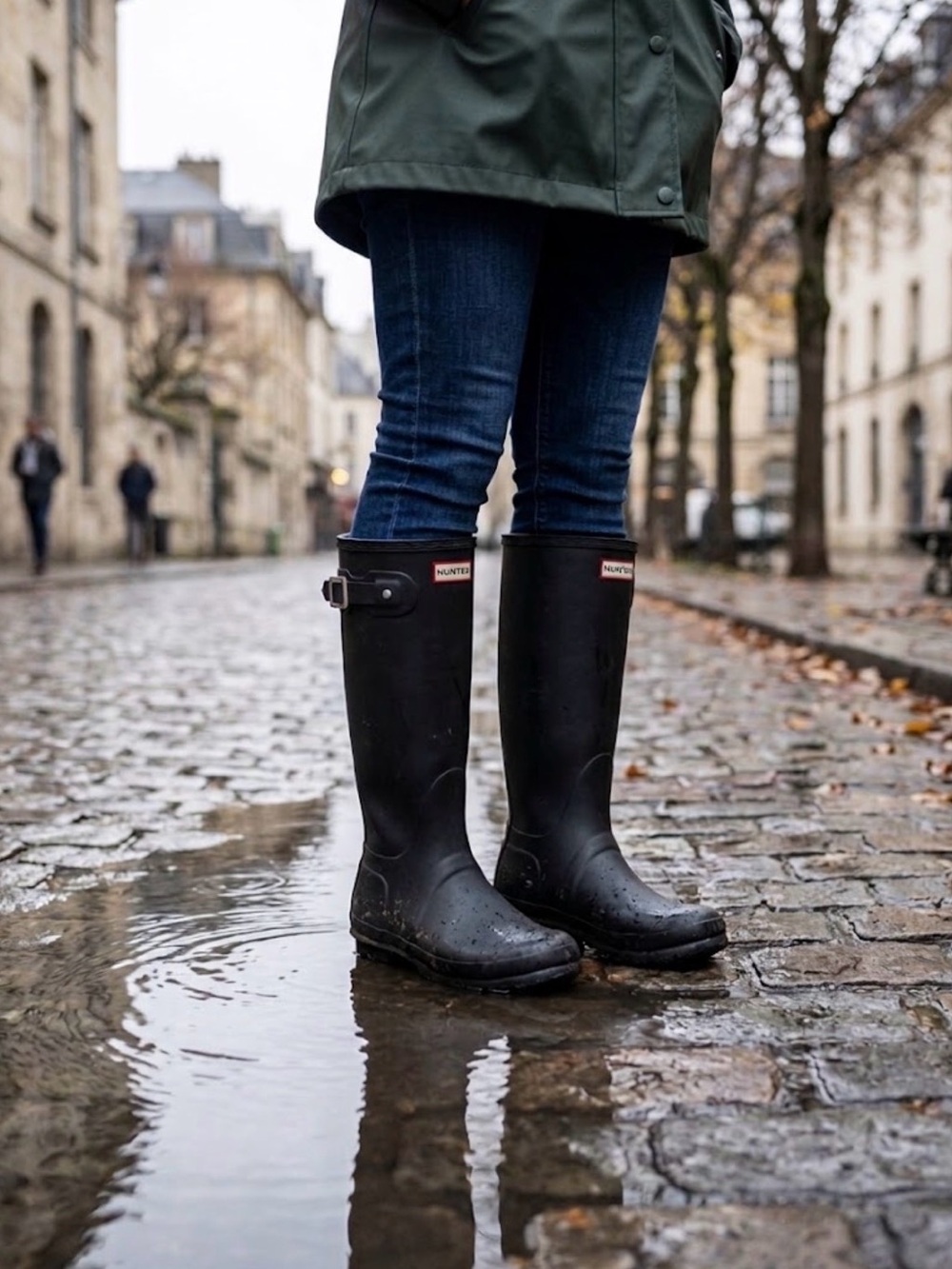 Hunter Black Tall Women’s Rain Boots with Side Buckle